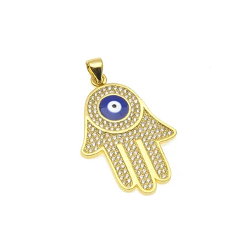 Low MOQ CZ Costume Gold Plated Fatima Hand Pendant Necklace Jewelry