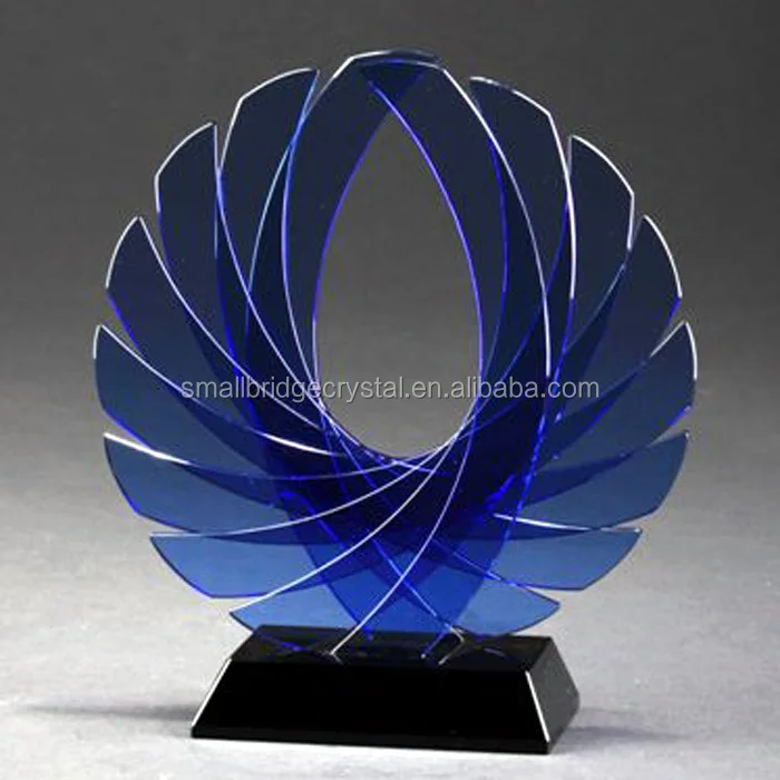 Wholesale Customized Unique Blue Custom Glass Award