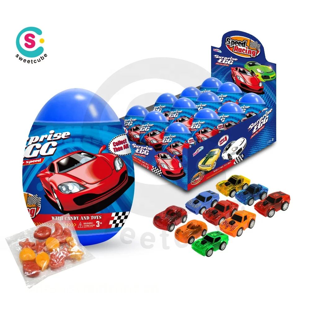 sweetcube plastic pullback cars surprise egg toy with candy for boy