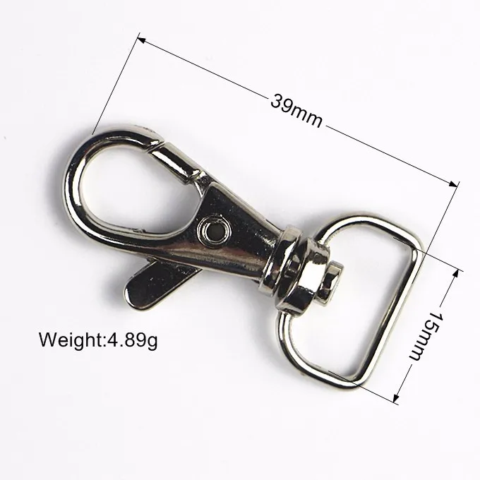 Lanyard Component, 15mm Trigger Snap Nickel Plated Steel Swivel Hook