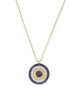 Wholesale New Arrival High Quality 14K Gold Plated 925 Sterling Silver Turkish Eye Pendant Necklace for Women