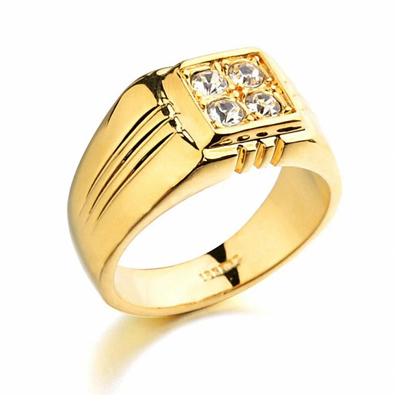 Real Italina Rings for men Genuine Austria Crystal 18K
