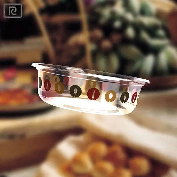 Recipiente de cristal desechable para comida, ensalada, fruta