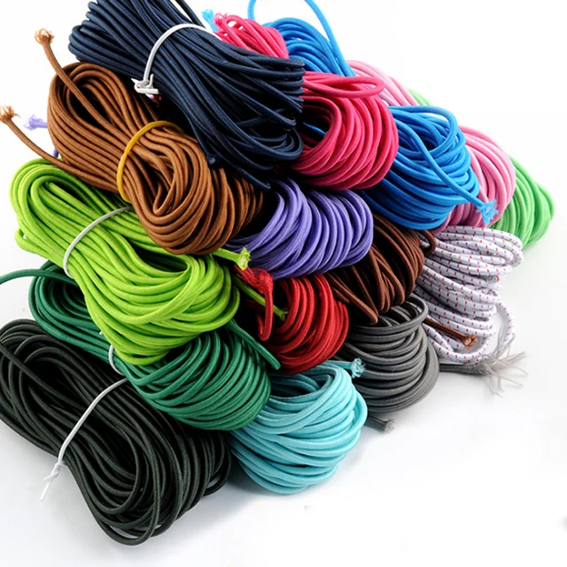 2.5mm 4mm 5mm 8mm 10mm Strong Stretch elastic bungee cord colorful round elastic shock rope rubber cord