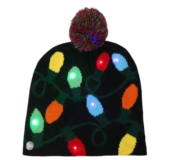 Детская Рождественская жаккардовая вязаная шапочка и шарф со светодиодными лампами