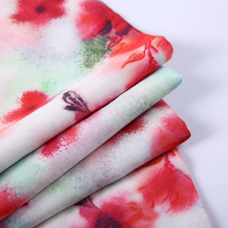 Цветочный дизайн простого стиля сплетенная ткань с цифровым принтом вискоза искусственное волокно для пошива женских платьев