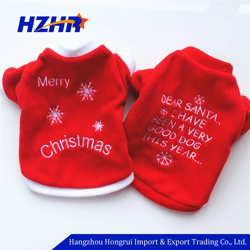 Оптовая продажа высокое качество мягкий велюр Красный Рождество Собака платье