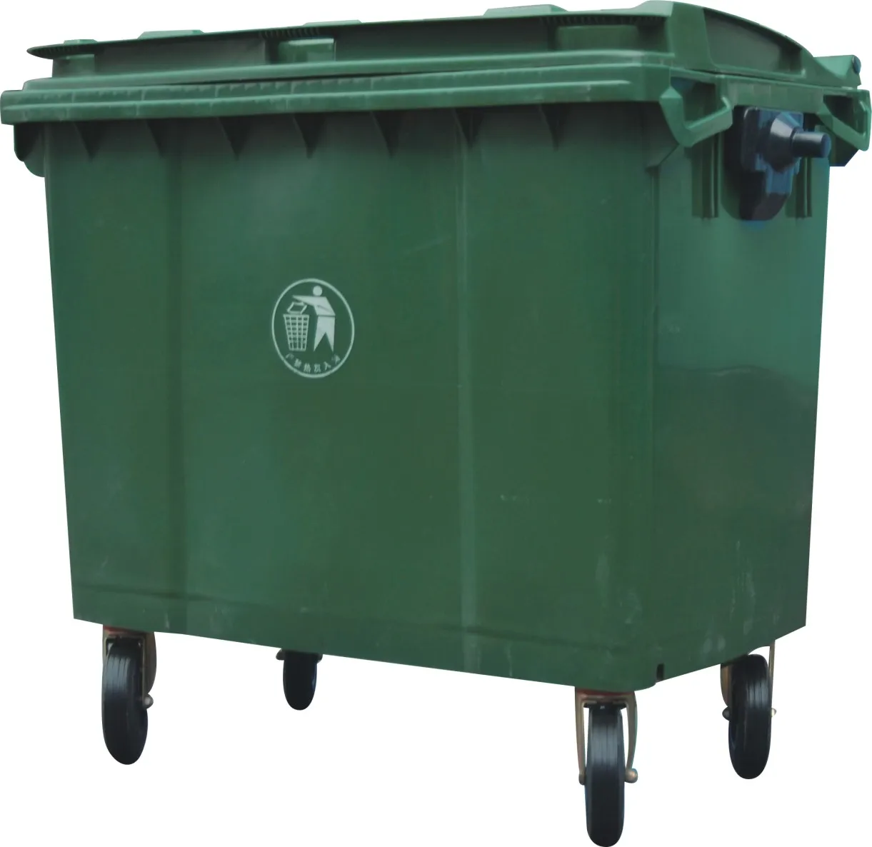 660L outdoor plastic trash bin waste container with wheels