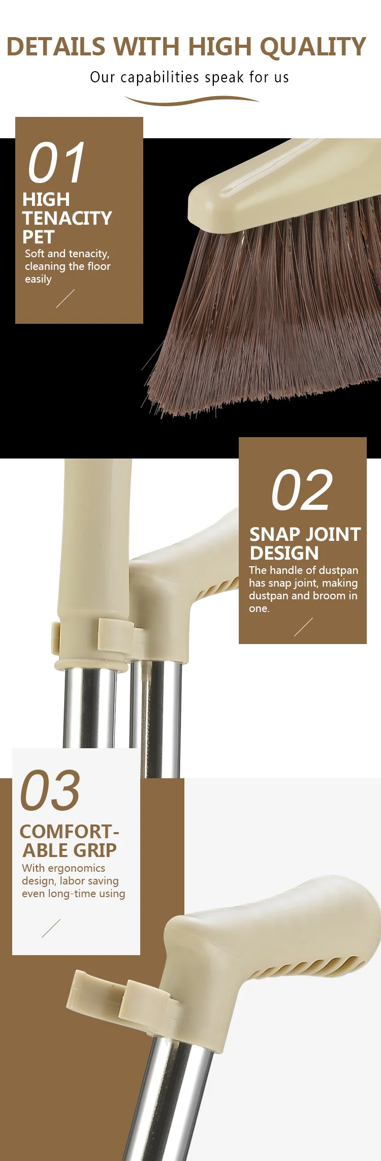 Dust Pan Broom Set With Upgrade Combo And Sturdiest Extendable Long