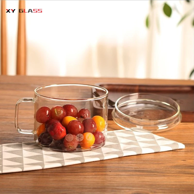 Classical Heat Resistant Borosilicate Glass With Cover Handle Lid Terrarium Bowl