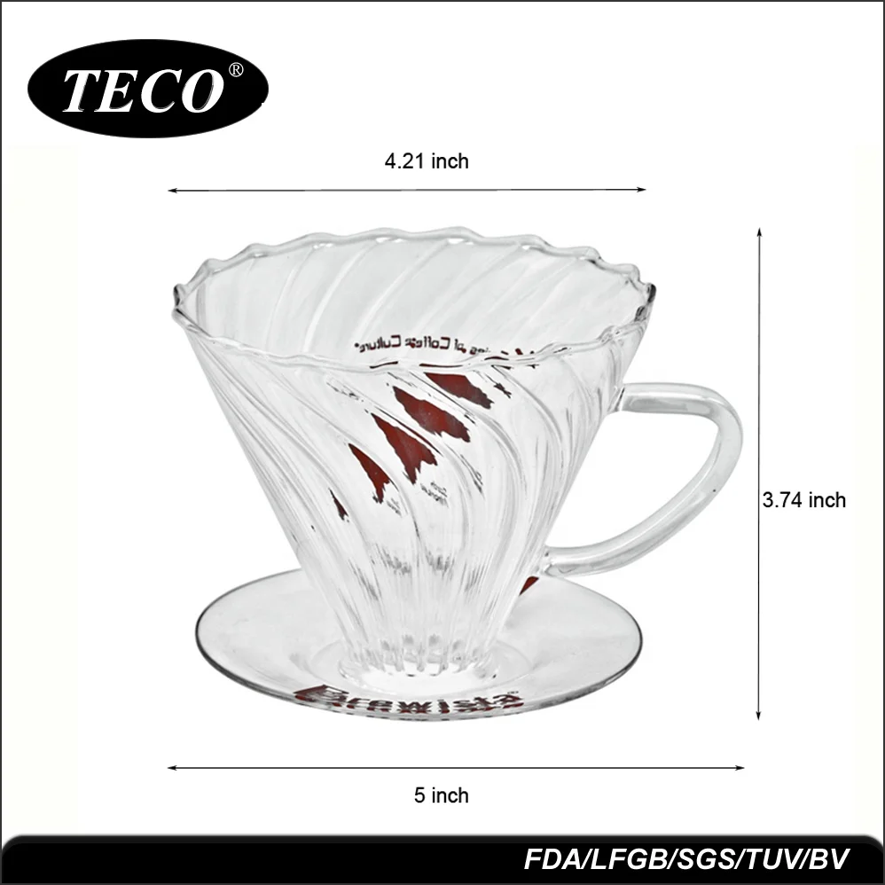 3 Cups Glass Coffee Dripper for Coffee Filter Dripper With Wooden Neck