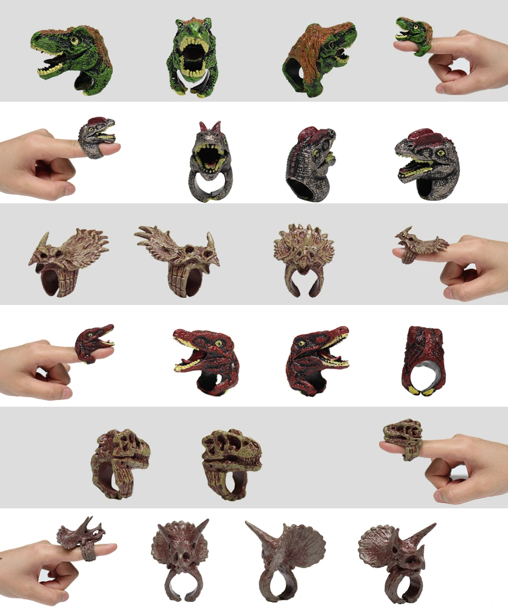 
12 видов разнообразных пластиковых очень дешевых игрушечных кольцевых динозавров для капсул и бомбочек для ванной 