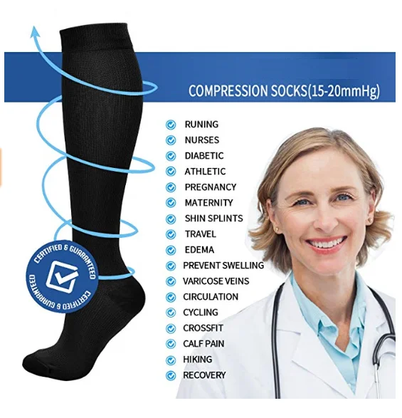 Медицинские спортивные хлопковые Компрессионные носки для мужчин и женщин