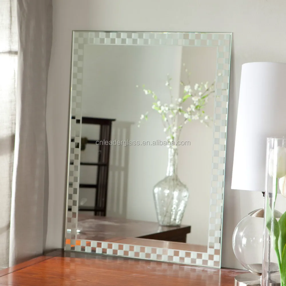 Frameless Etched Wall Mirror