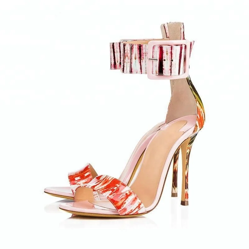 Для женщин зимний и осенний женский свитер Стильный Красочные Рим туфли гладиатор с открытым носом застежкой; Обувь на массивном вечерние босоножки высоком