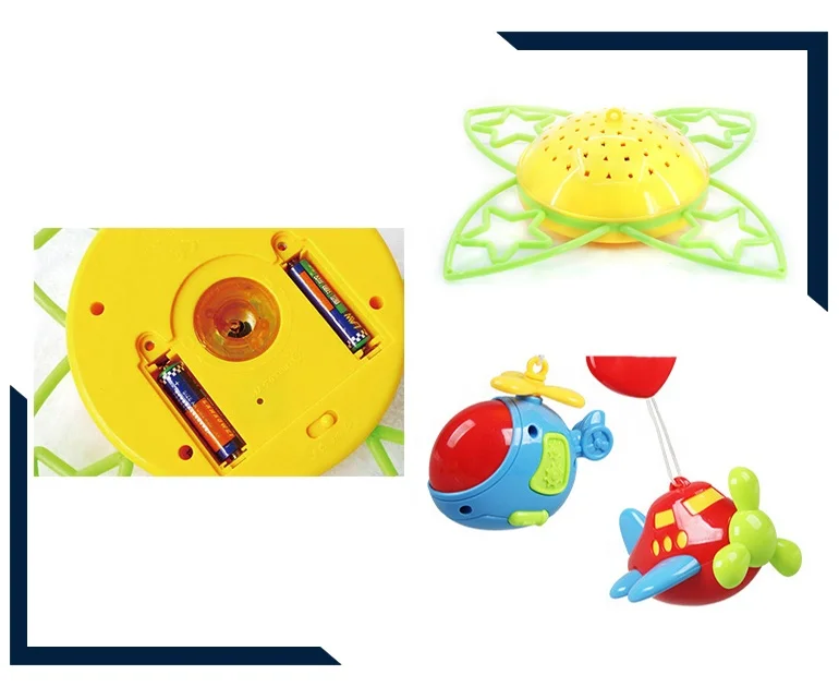 Вращающийся детский музыкальный колокольчик с проекцией для кроватки и самолета