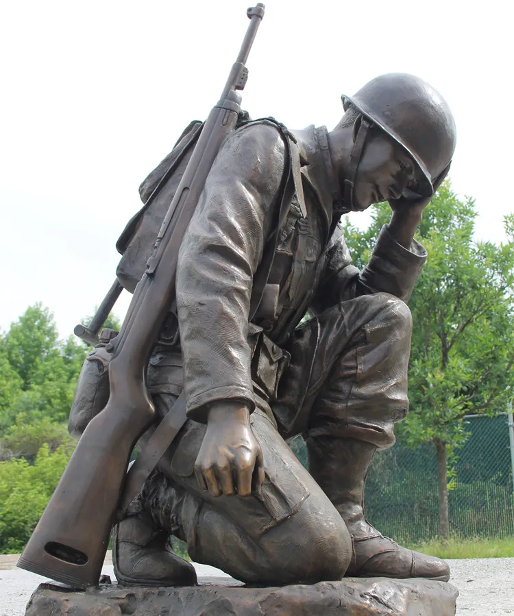 Outdoor Garden Decoration Life Size Brass Sculpture Bronze Soldier Statue