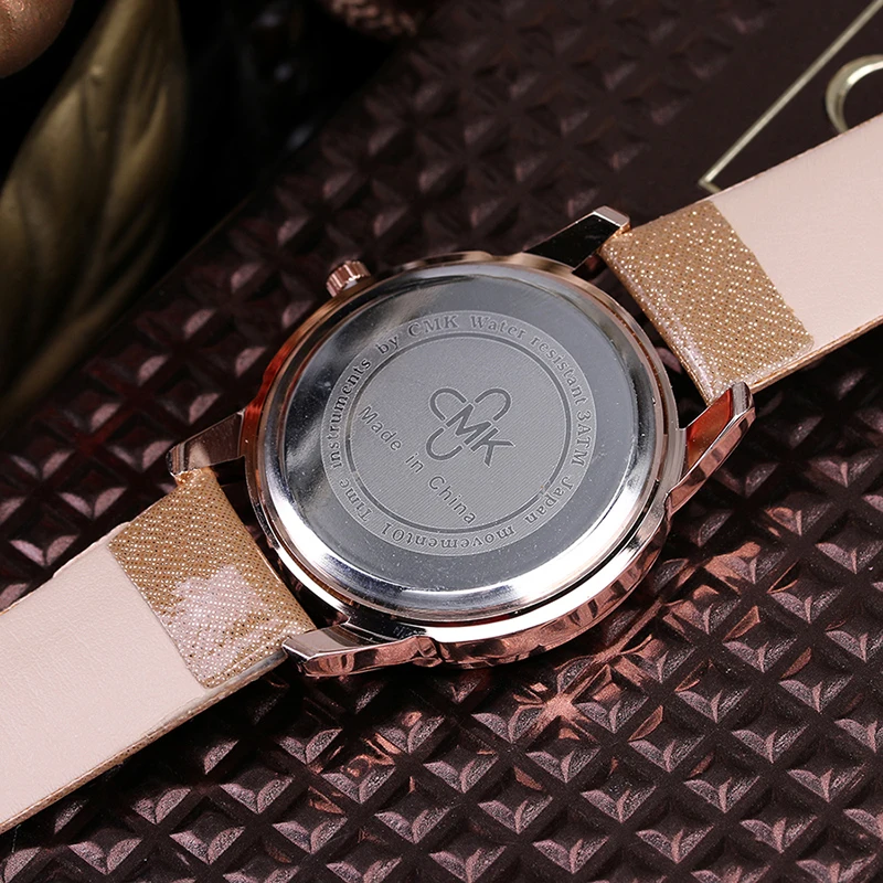 Crystal Charm Ladies Wrist Watches CMK Brand Quartz Watch Women Leather Watch