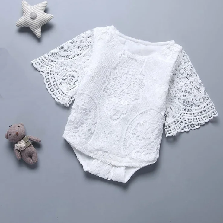 Short Sleeve Lace Petti Romper 