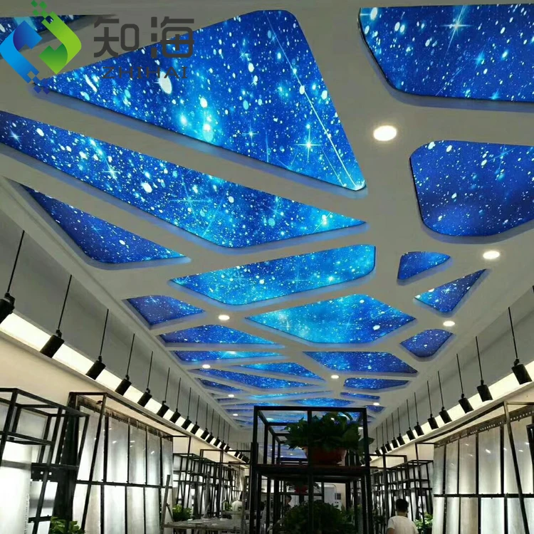 ZHIHAI Indoor Ceiling Decoration Pvc Ceiling Panel with LED Light