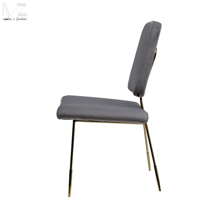 Стул обеденный из бархатной ткани с рамкой нержавеющей стали золотистого цвета