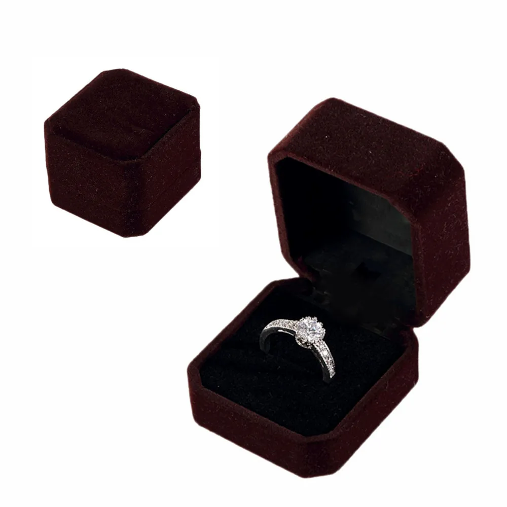 Customize Logo Wedding Engagement Velvet Hinged Ornament Ring Packing