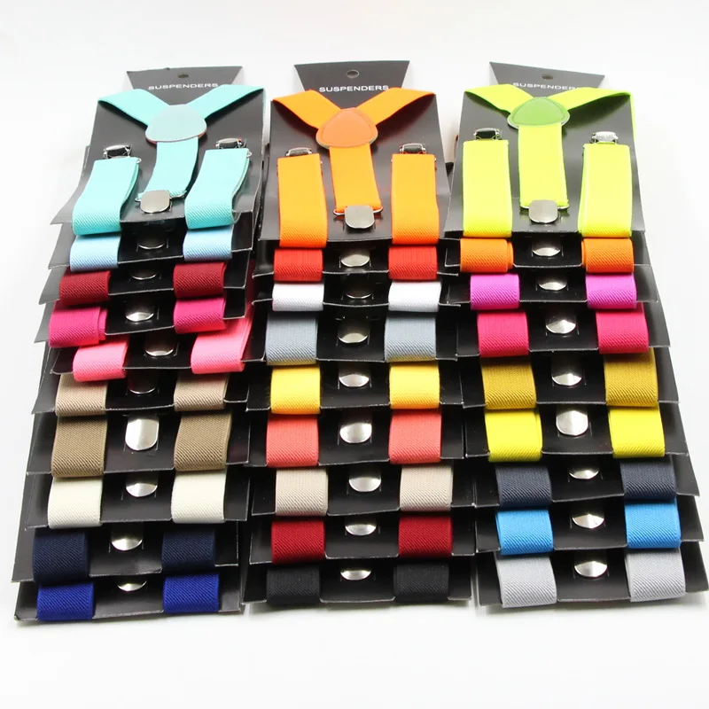 Nero CULER Bambini Bretelle Regolabili Elastico Torna Forte Clip Strap Solid Bretelle di Colore per Ragazze dei Ragazzi 