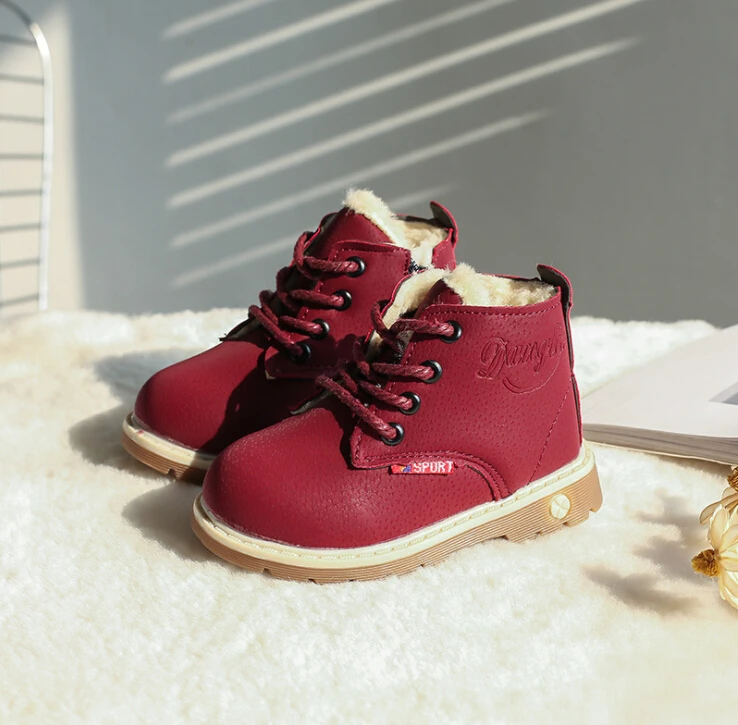 Оптовая продажа, новый стиль, теплые резиновые полуботинки Martin для маленьких мальчиков