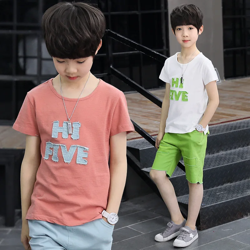 Source 2018 cotton 110cm-160cm kids clothes set teenage fashion