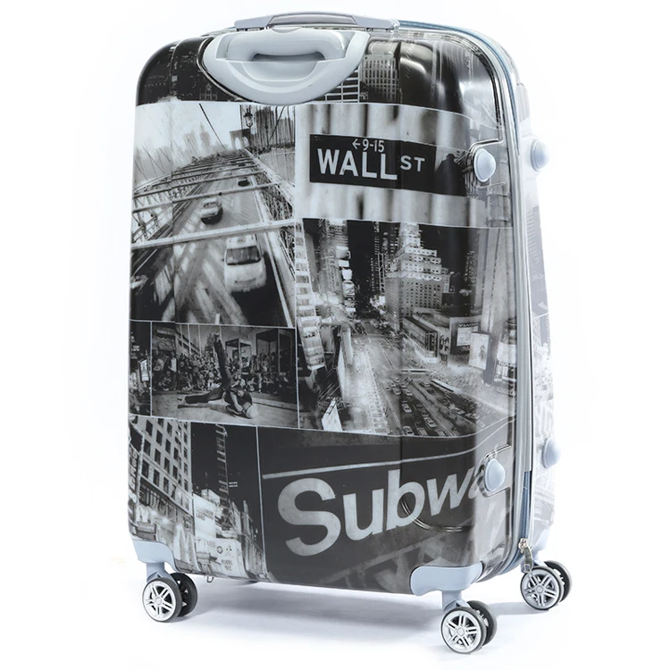 Фабрика OEM и ODM принт 20 24 28 дюймов чемодан 4 Спиннер 360 градусов колеса жесткий 3 предмета в комплекте, из АБС-пластика багажных чемоданов на колесиках PC