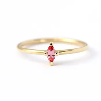 Gemnel dainty 925 Sterling silver Unique jewelry marquise pink zircon sapphire ring