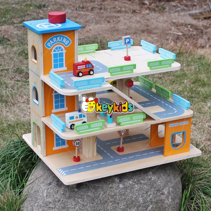 2017 Wholesale Toddlers Wooden Toy Car Parking Garage New Design Kids