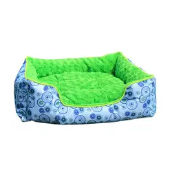 Factory supply printed green dog bed cushion pet calming bed washable faux fur dog bed NO 2