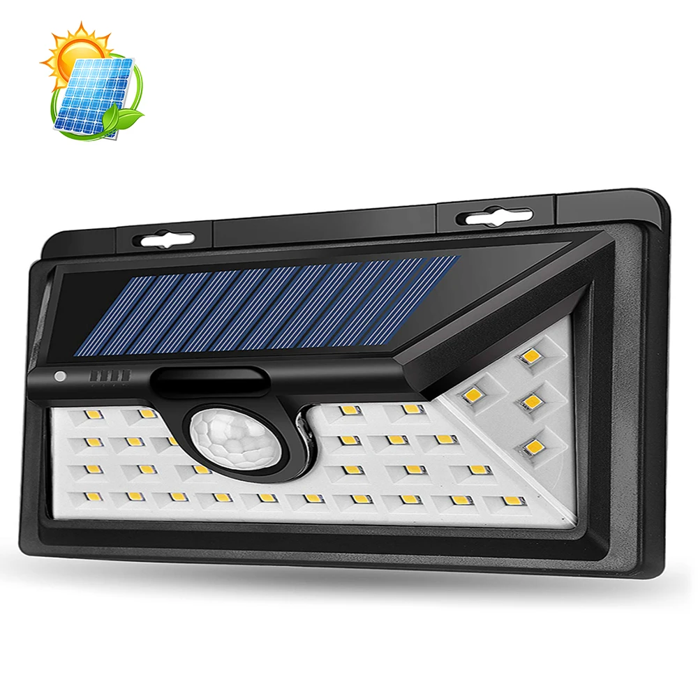 34 LED solar powered flood light IP 65 waterproof outdoor security light with motion sensor