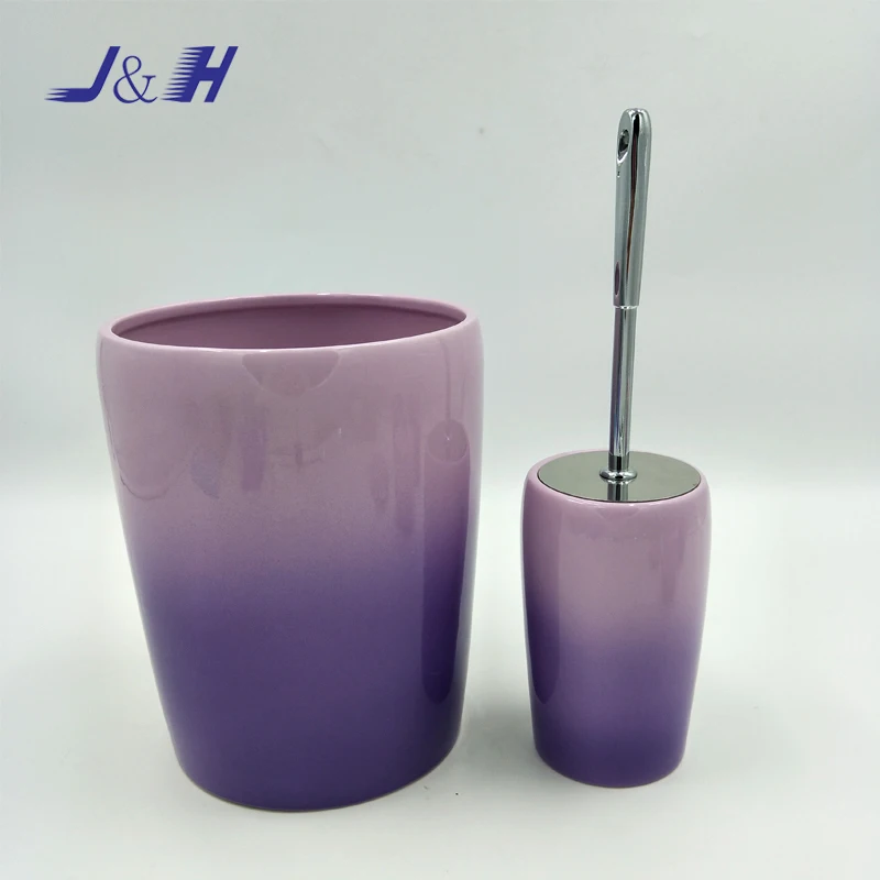 Fascinating Bathroom  Product  Gradient Effect Purple Ceramic Bath Accessories Set