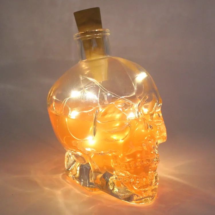 gerFogoo 1000ml Creative Skull Head Vodka Whiskey Wine Divider Glass Bottle for Home 