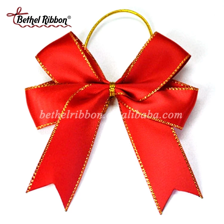 Red Bows On Elastic Gifts Wrap Decorations