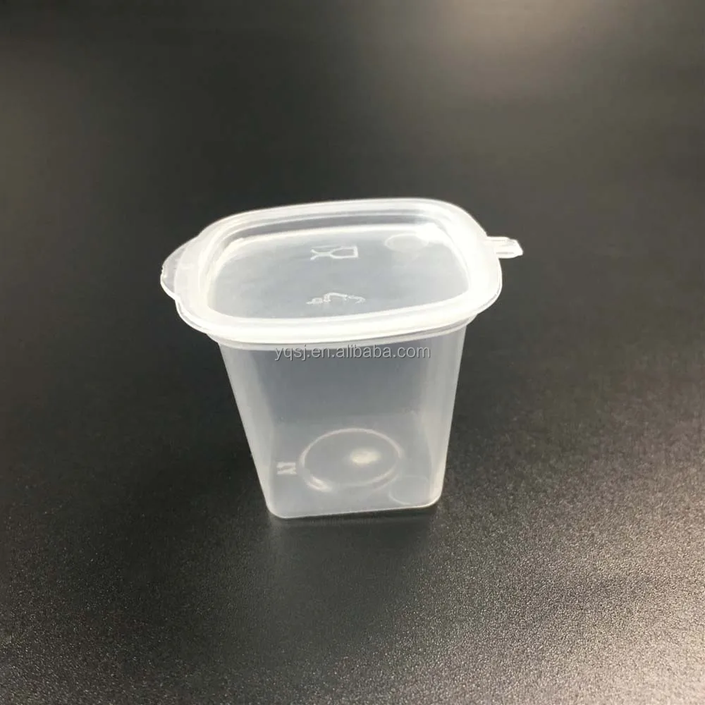 Одноразовые пластиковые мини-чашки для соуса без бисфенола А, 1 унция, навесные крышки