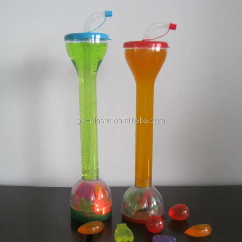 novelty plastic drinking cup with bottom for candy storage,with straw