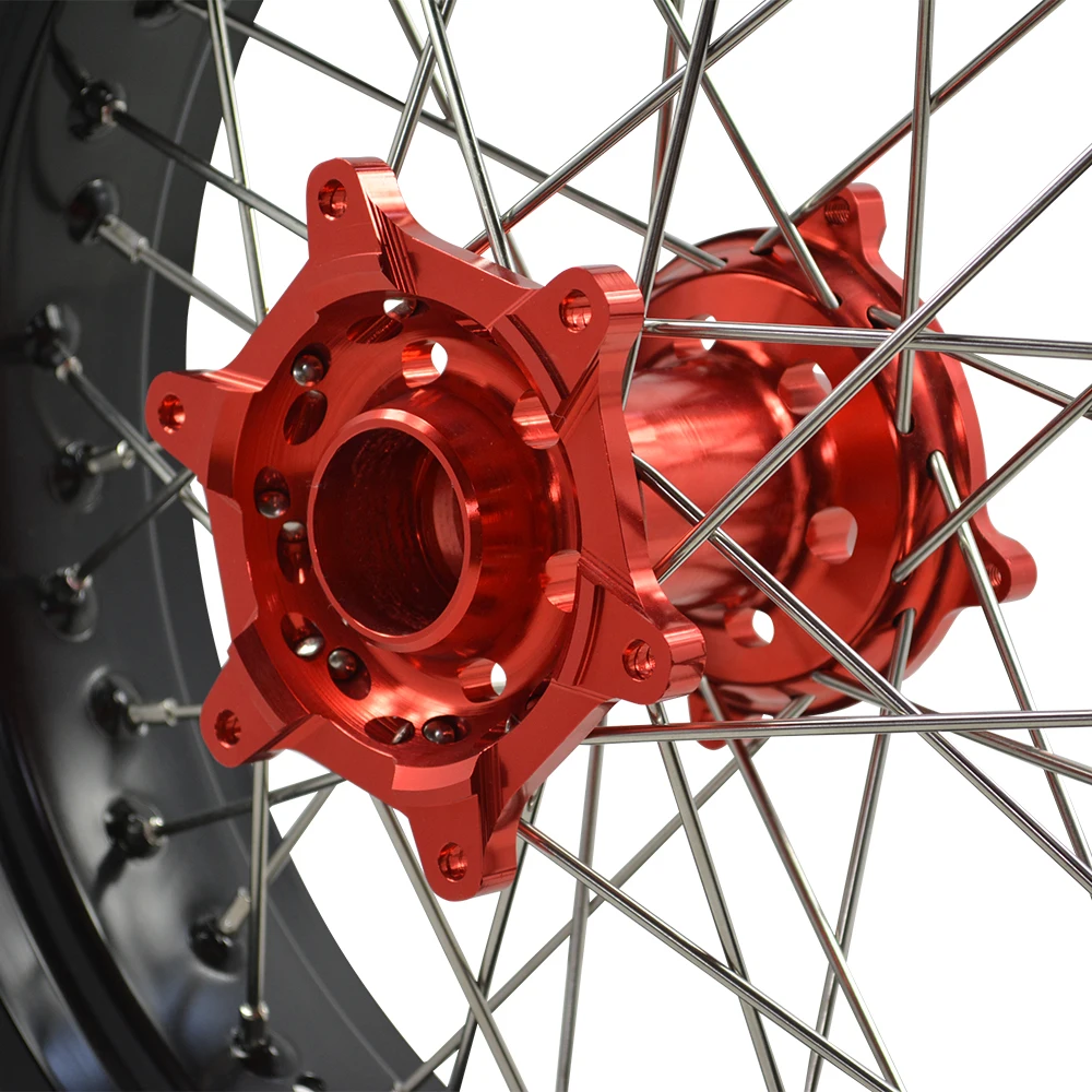 JS Racing Wheels CRF Supermoto 17"  Wheels Black Rim Red Hub