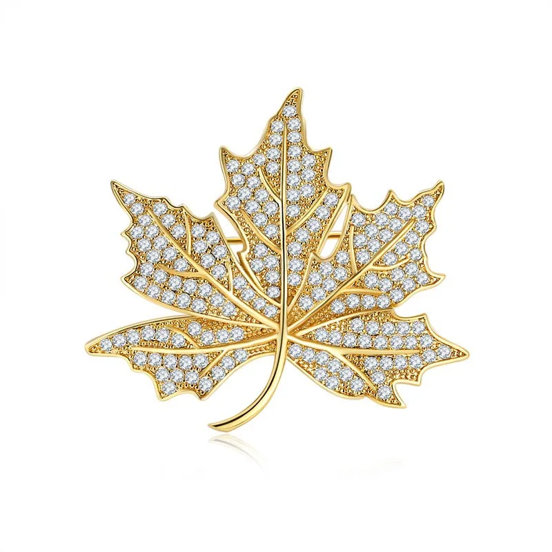 Broche Vintage Feuilles Plaquée Or - Bijou D'occasion, Couleur Dorée, Sans Marque