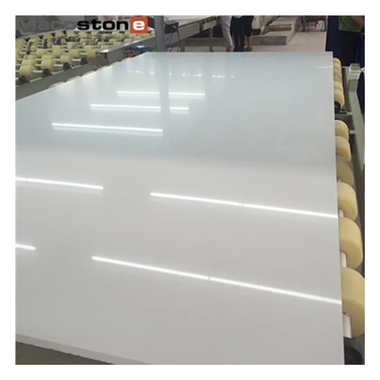 Wholesale Pure Color Super White Artificial Granite Slabs