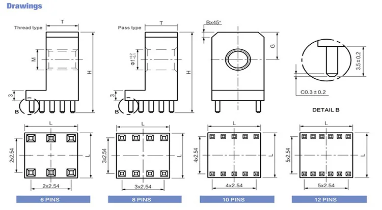 500A PCB Press Fit 90 Angle Power Thread Connector - Sandum