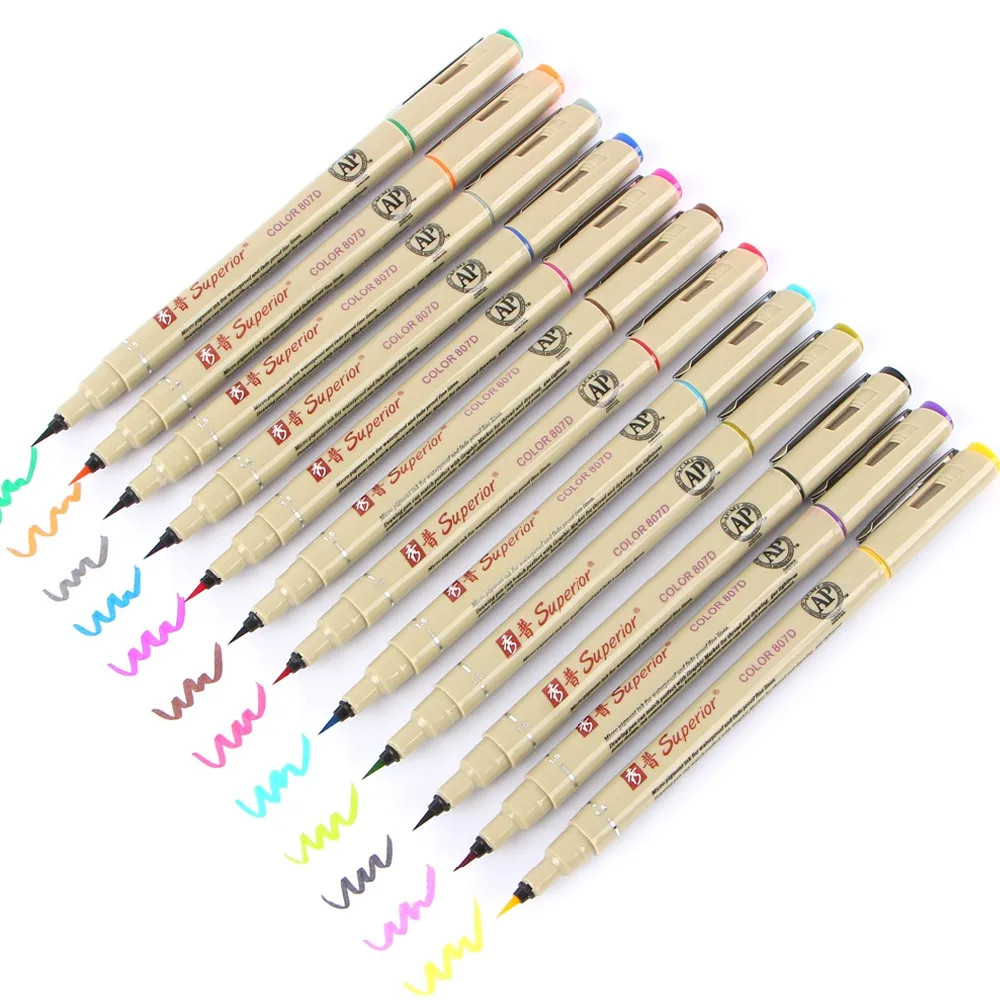 12 видов цветов Ручка для эскизов 0 5 мм превосходная игла ручка рисования тонкий лайнер манги аниме маркер мелкие цвета