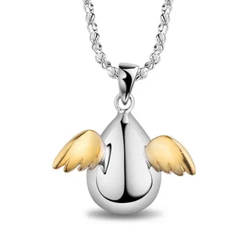Customized chic silver gold plated 2 tone Guardian Angel necklace