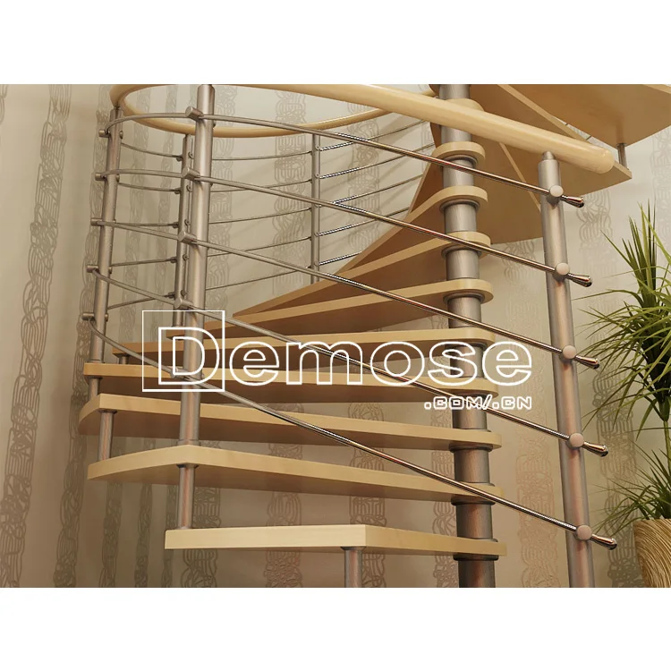 Modern Design Single Stringer Cast Iron Spiral Staircase with Durable Rubber Stair Treads for Villa Application