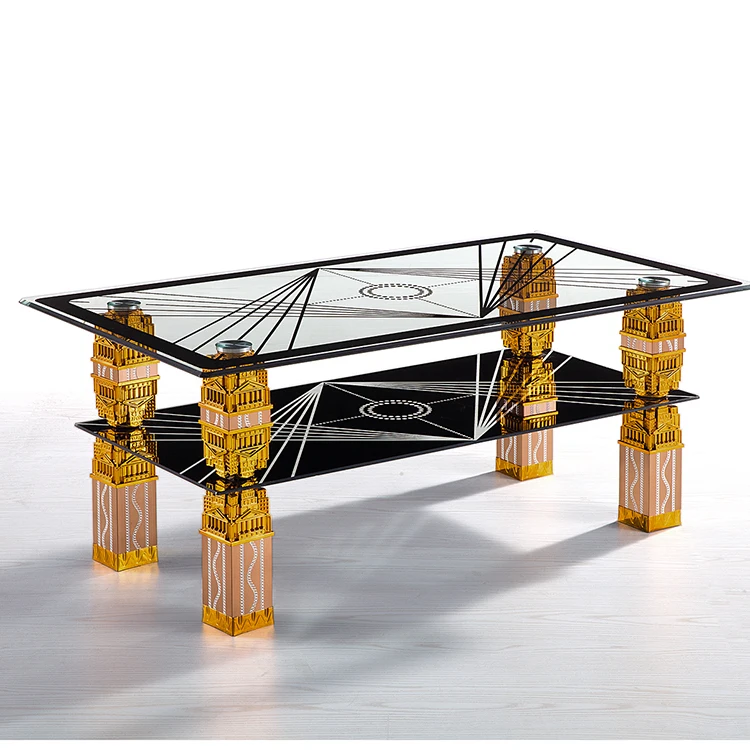 Wholesale Custom Luxury Movable Colorful square Tempered Glass Coffee Table with Stainless Steel Frame