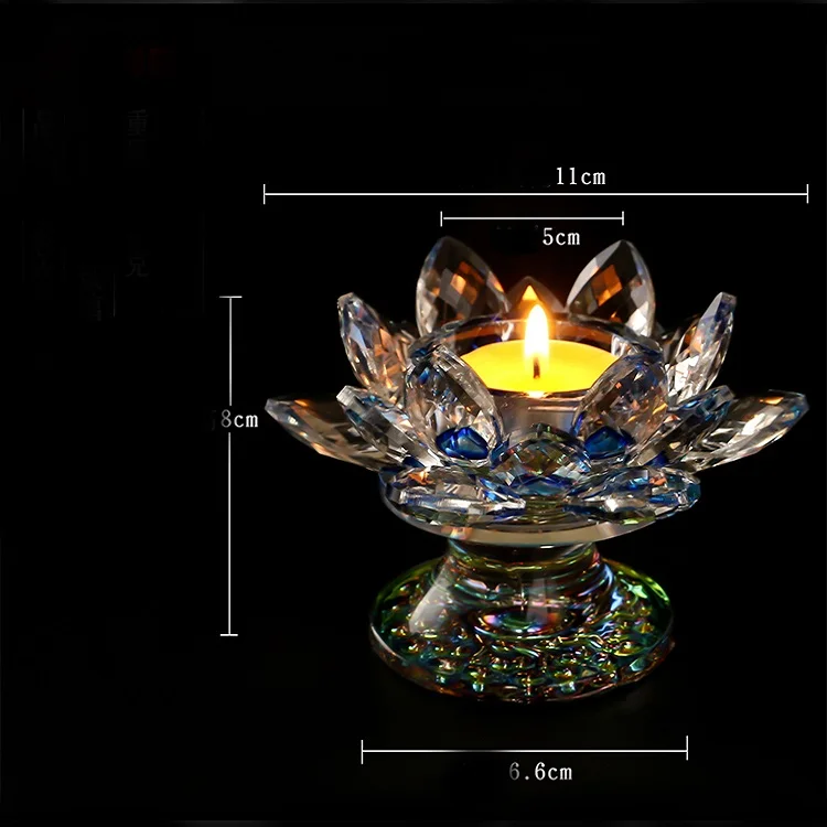 Portacandele A Forma Di Loto In Cristallo K9 – Sottobicchiere Per Tealight In Vetro, Decorazione Feng Shui 10x5 Cm - 2