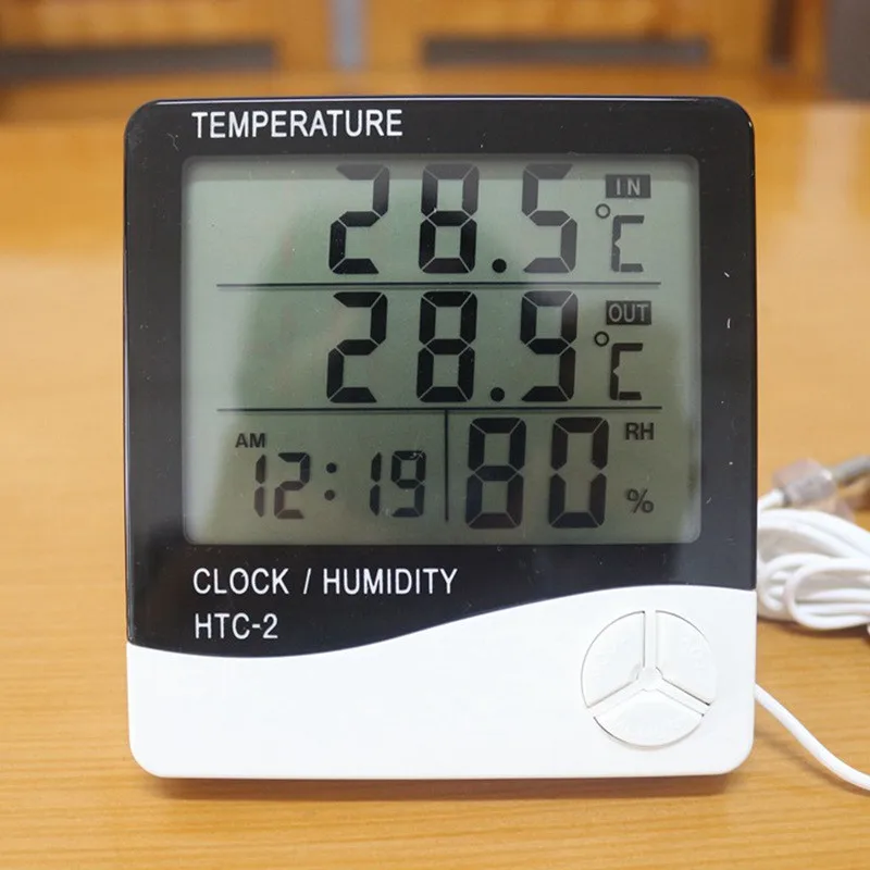 Thermomètre Digital LCD Hygromètre Horloge Alarme Humidité 