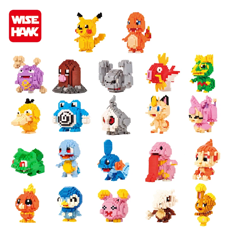 22 Different DIY Poke Go Plastic Micro Block Anime Mini Figures Factory-Direct Model Cartoon Toys